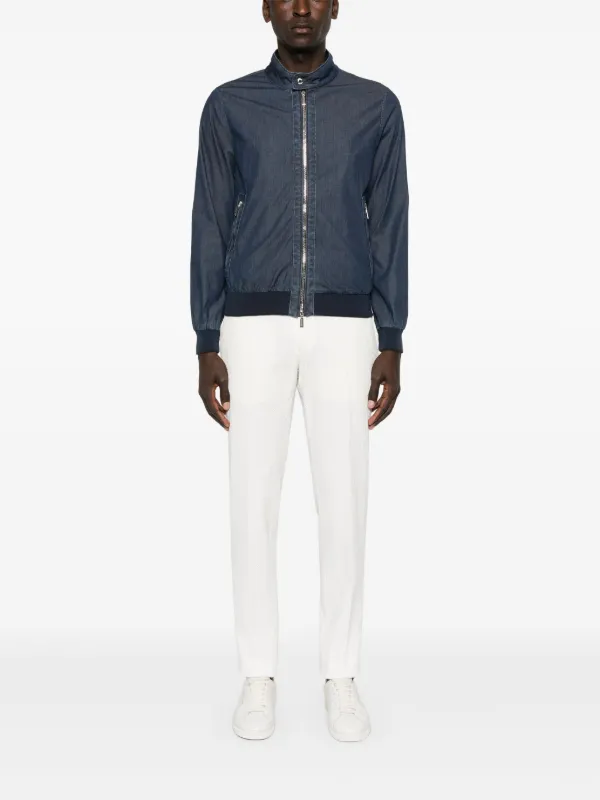 Moorer ALBERTI CST Chambray Bomber Jacket Blue