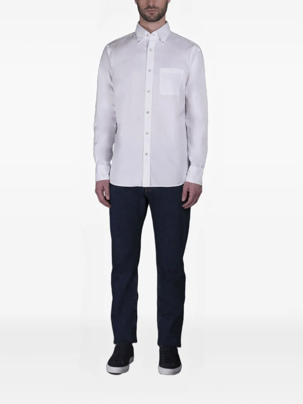 Moorer Chest-pocket Button-down Shirt In White