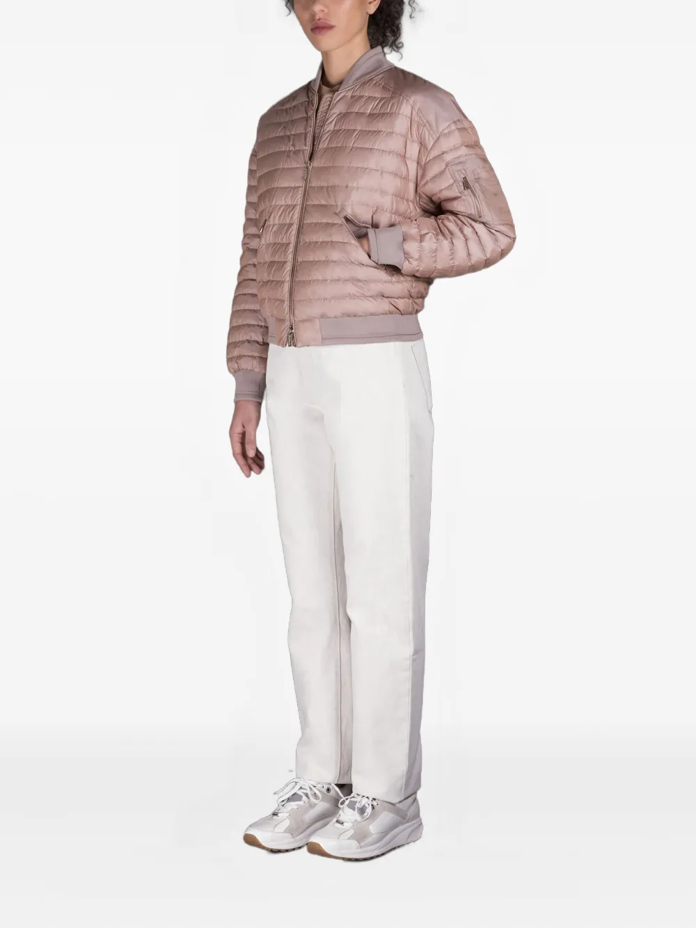 Moorer Quilted Bomber Jacket In Pink