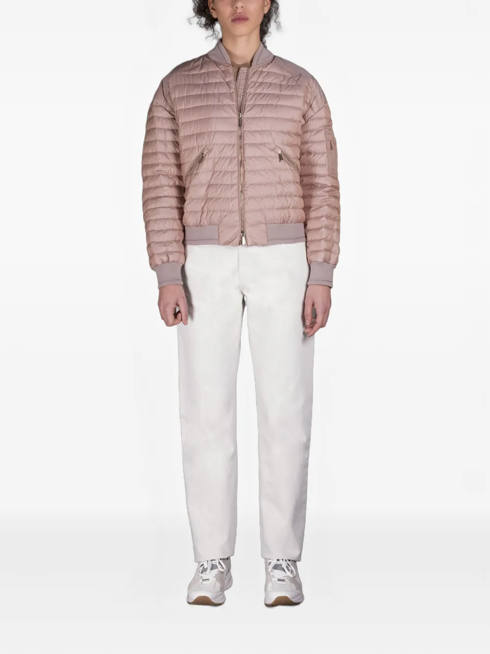 Moorer Quilted Bomber Jacket In Pink