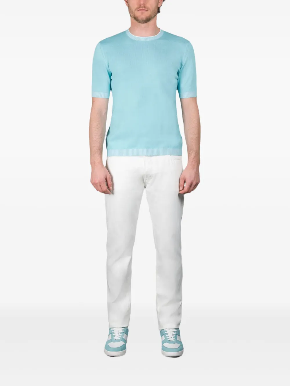 Moorer JUDE-SIC trui met korte mouwen - Blauw