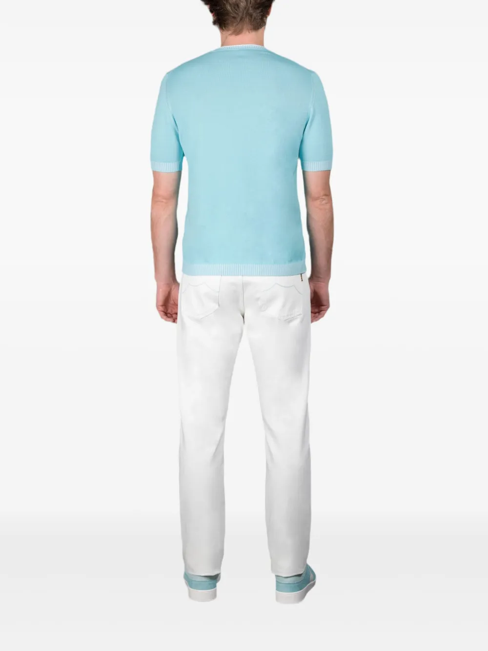 Moorer JUDE-SIC trui met korte mouwen Blauw