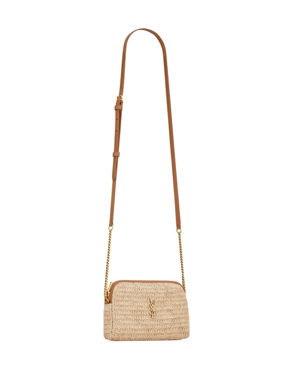 Shop Saint Laurent Gaby Woven Crossbody Bag In Neutrals