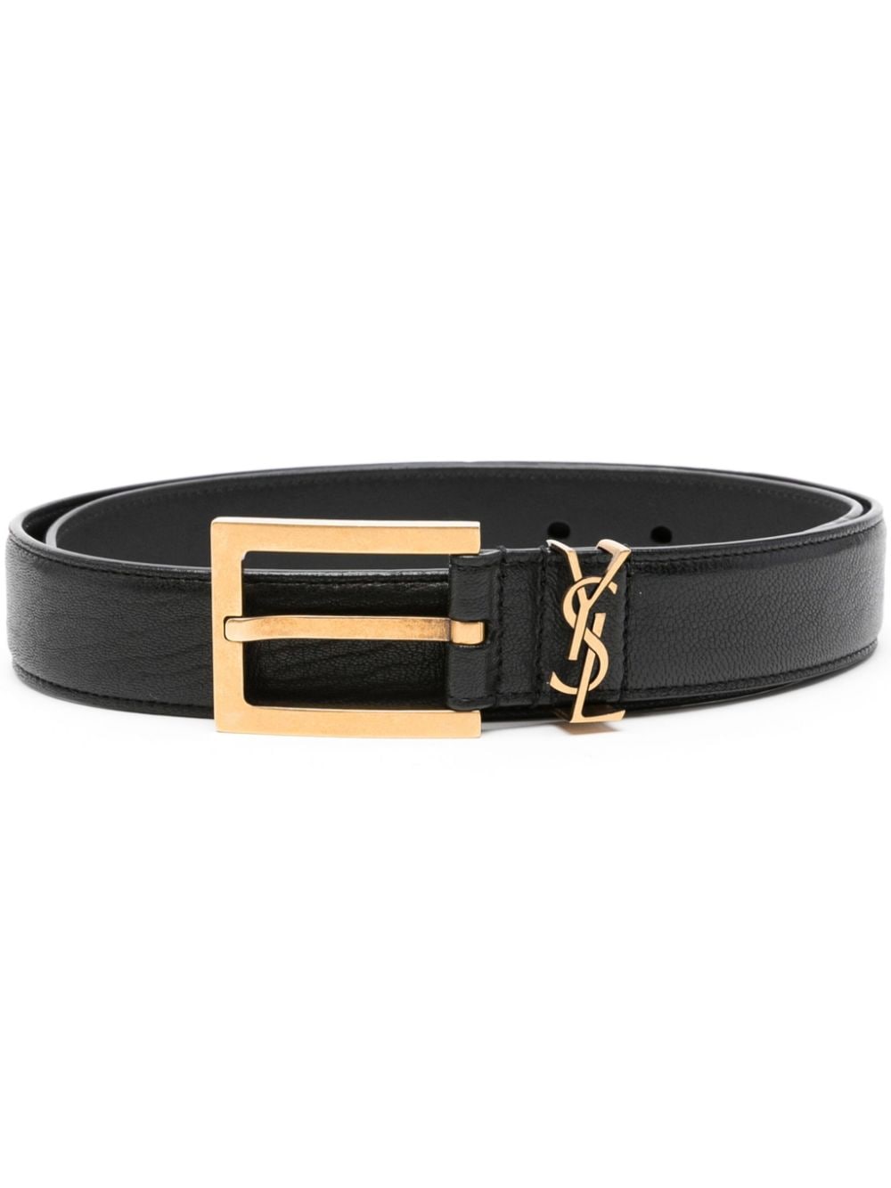 Saint Laurent Cassandre leren riem Zwart