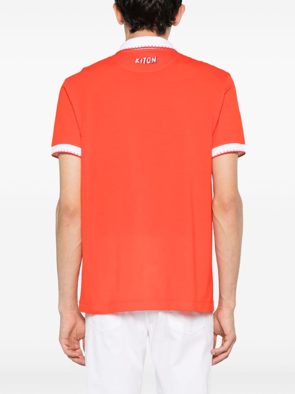 Shop Kiton Piqué-weave Polo Shirt In Orange