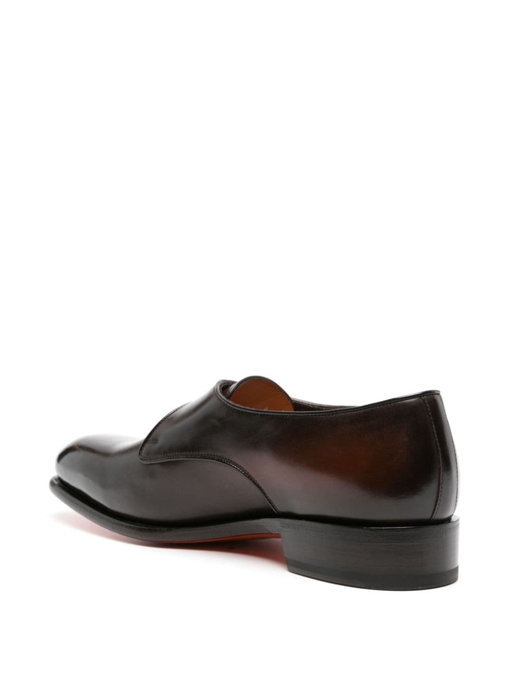 Shop Santoni Faded-effect Leather Monk Shoes In Brown