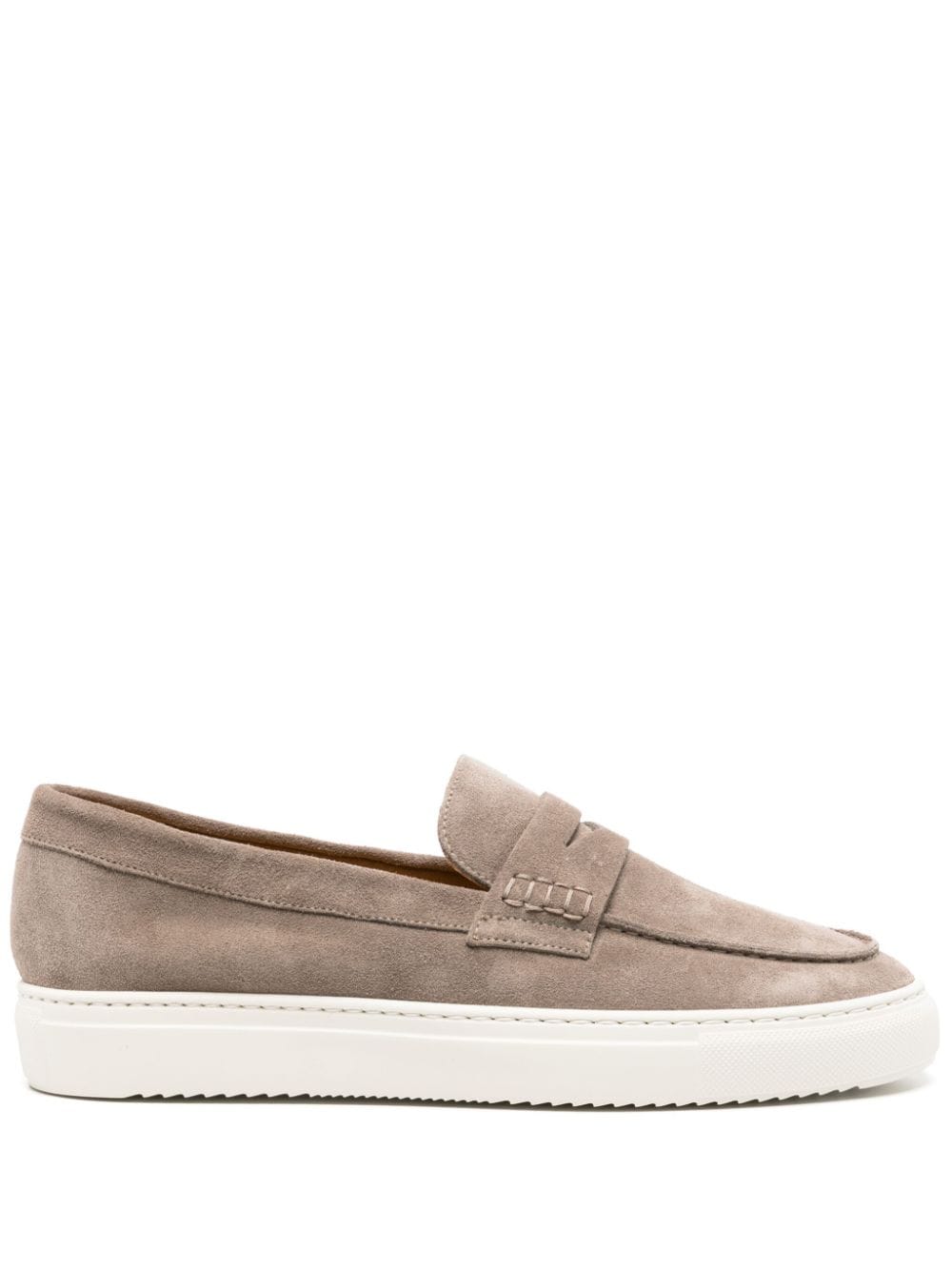 Doucal's Suede Penny Loafers In Neutrals