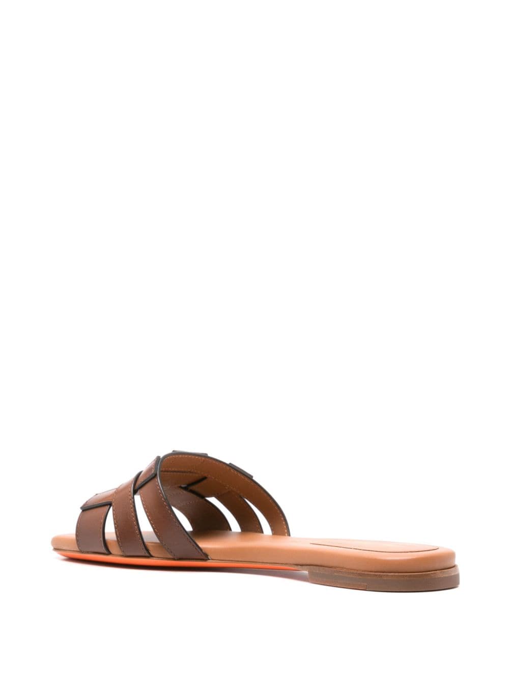 Shop Santoni Open-toe Flat Slides In 褐色