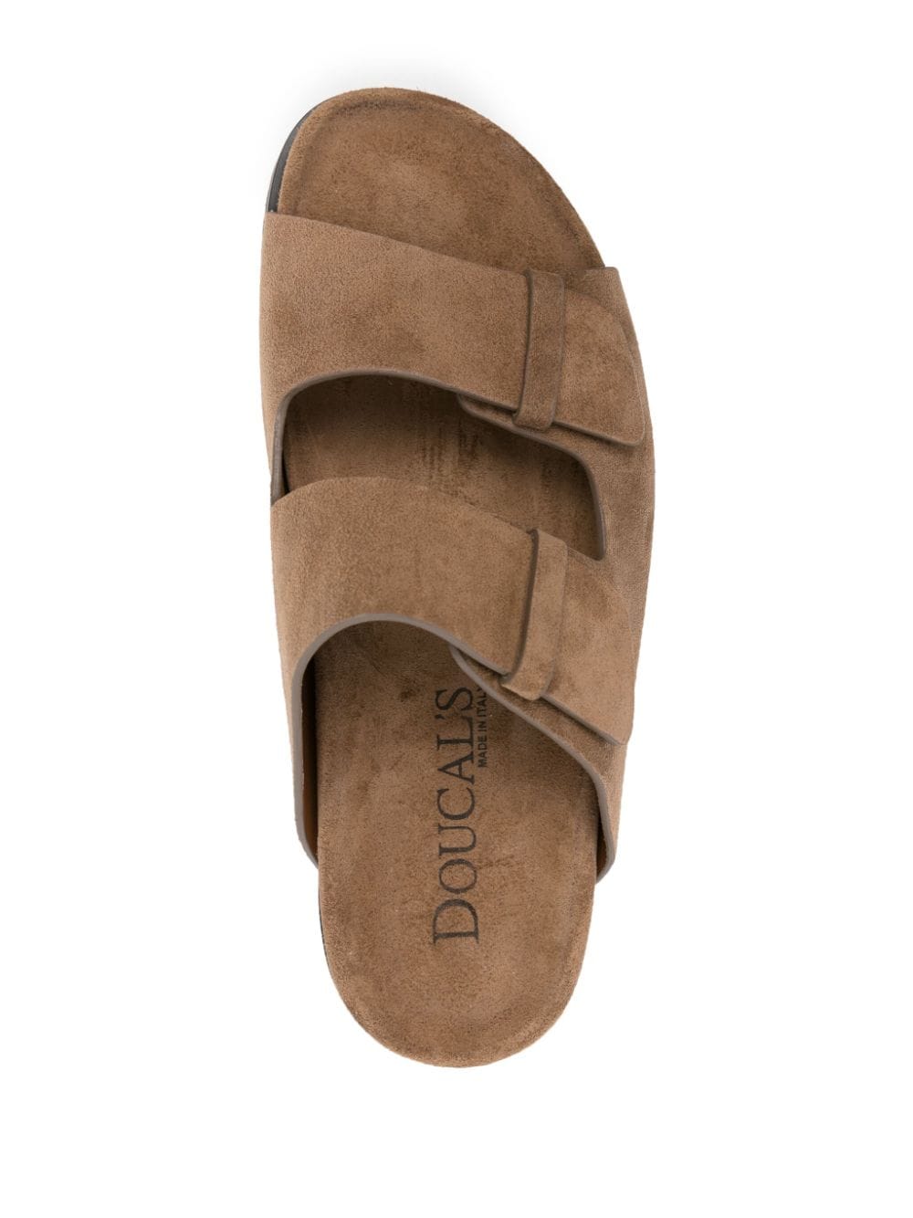 Shop Doucal's Touch-strap Suede Slides In Brown