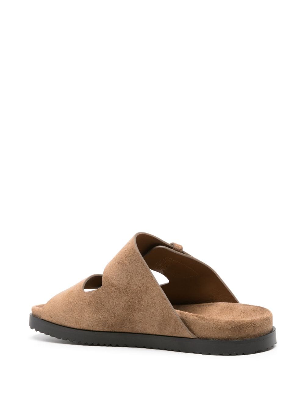 Shop Doucal's Touch-strap Suede Slides In Brown