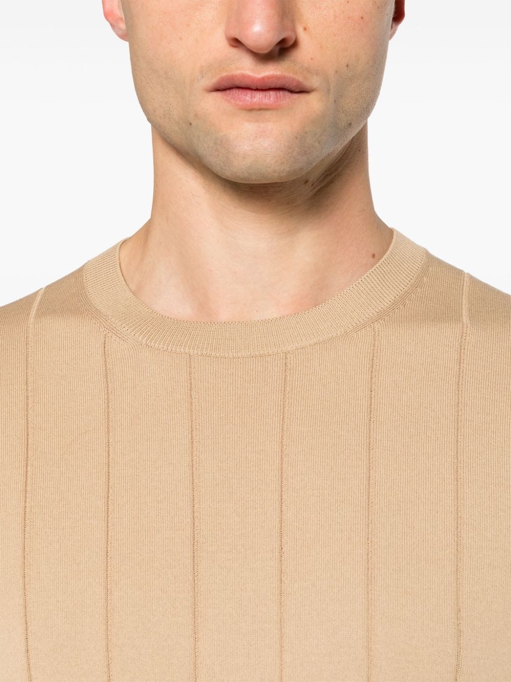 Shop Fay Wide-ribbed Cotton Jumper In Neutrals