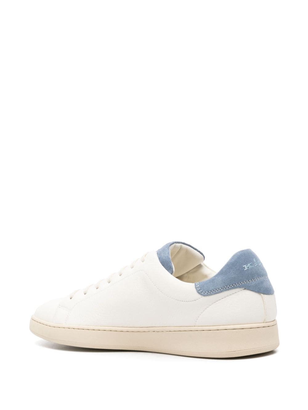 Shop Kiton Debossed-logo Leather Trainers In Weiss