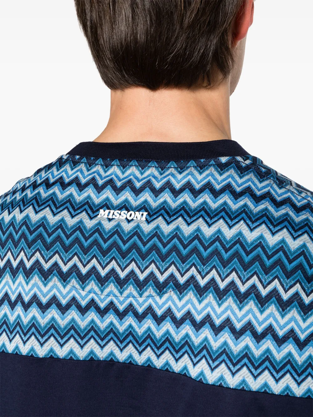 Shop Missoni Zigzag-panel Cotton T-shirt In Blue