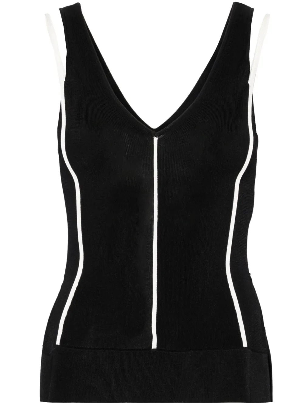 3.1 Phillip Lim V-neck Striped Tank Top In Black