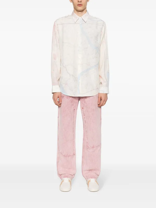 【OAMC】ピンクシャツ バックプリント　長袖 グラフィシャツ OAMC プリント シャツ | ニュートラル | FARFETCH JP