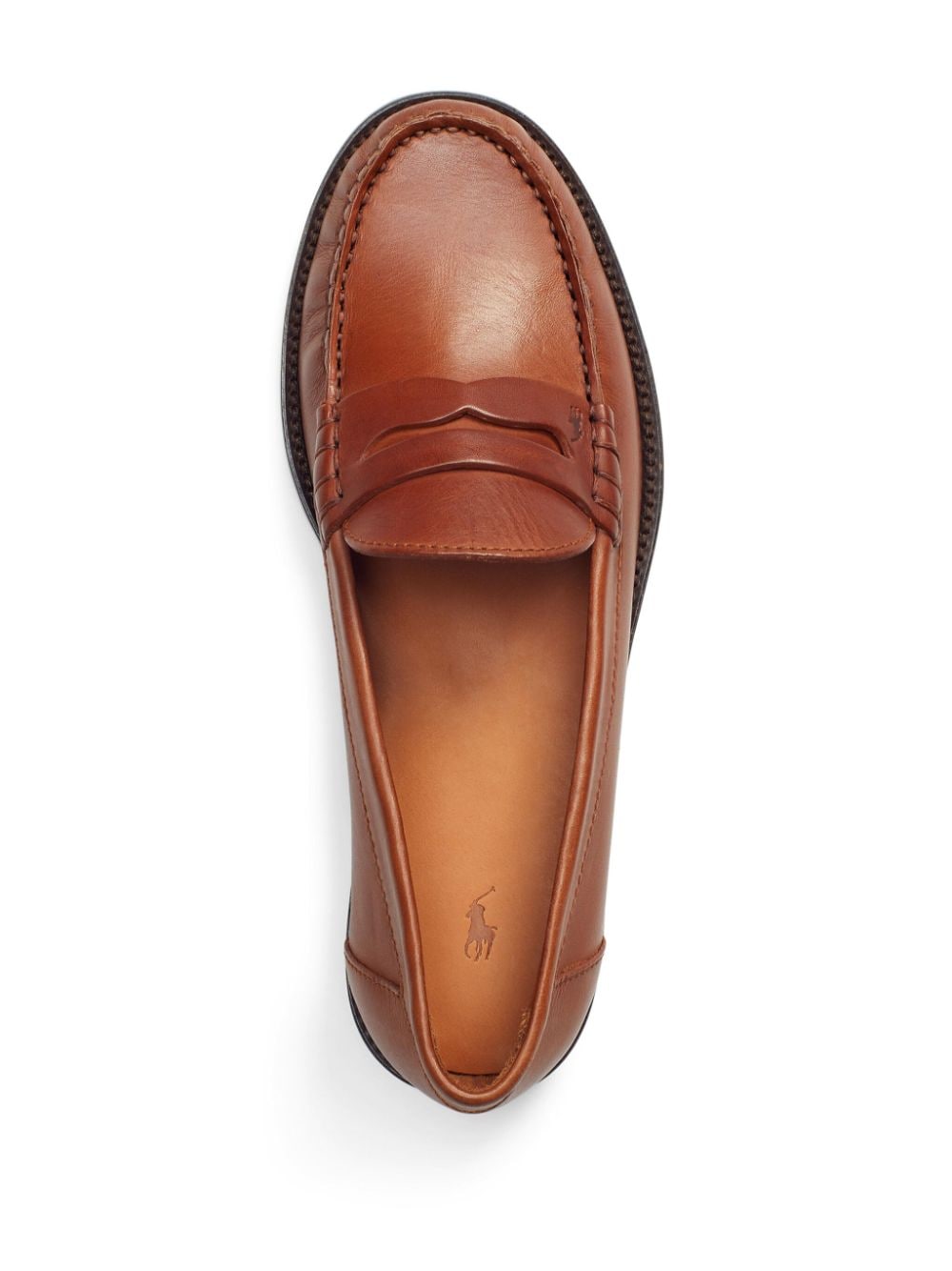 Shop Polo Ralph Lauren Penny-slot Leather Loafers In Brown