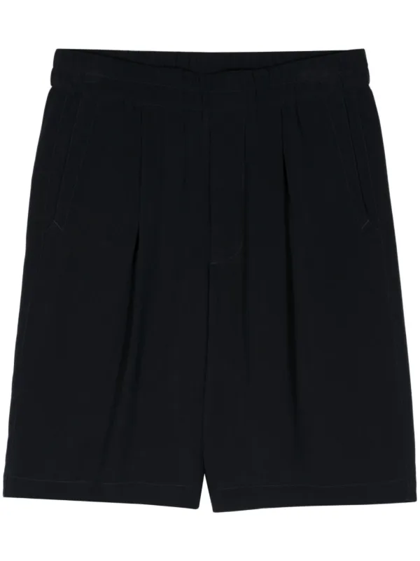 Giorgio Armani Pleat-detail Wide-leg Shorts in Blue