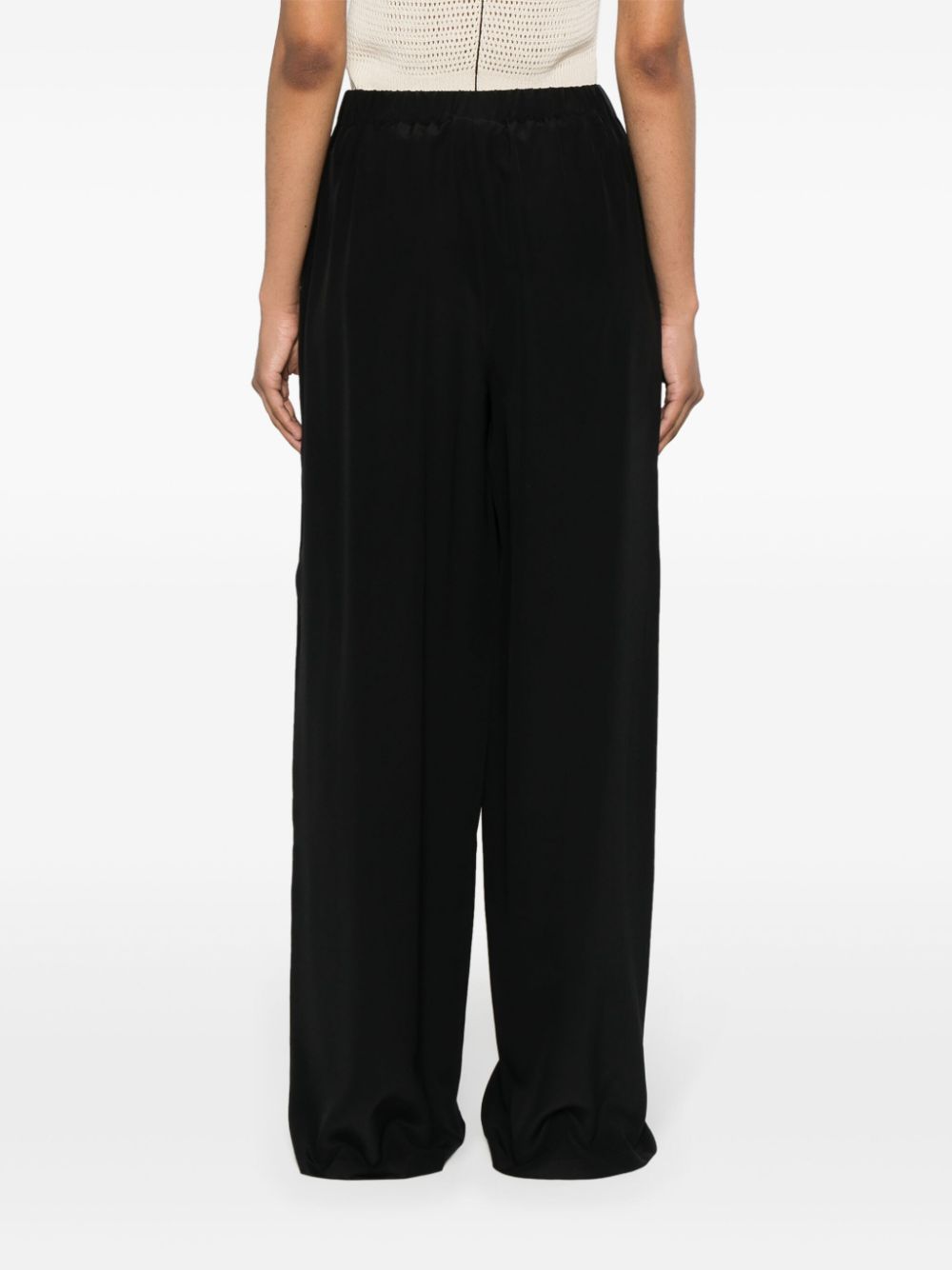 Shop Max Mara Zigano Silk Palazzo Pants In Black