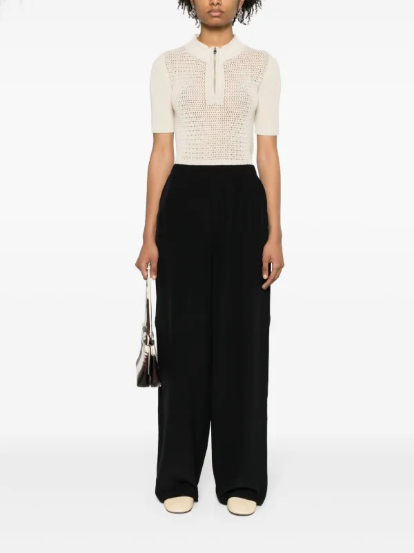 【Max Mara】国内未掲載商品 Origano シルク ワイドレッグパンツ Max Mara Zigano シルク ワイドパンツ | ブラック | FARFETCH JP