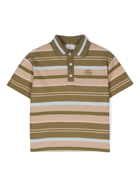 ETRO KIDS Pegaso-motif striped polo shirt