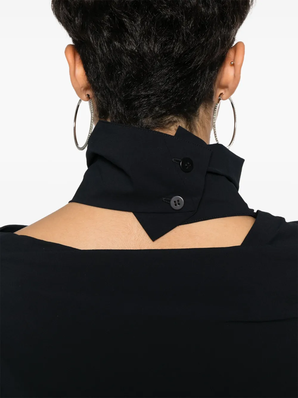 Shop Issey Miyake Crepe Asymmetric Blouse In Black