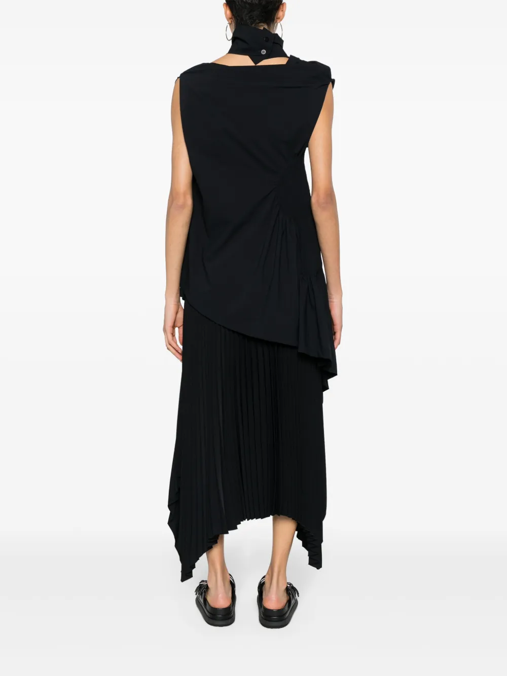 Shop Issey Miyake Crepe Asymmetric Blouse In Black