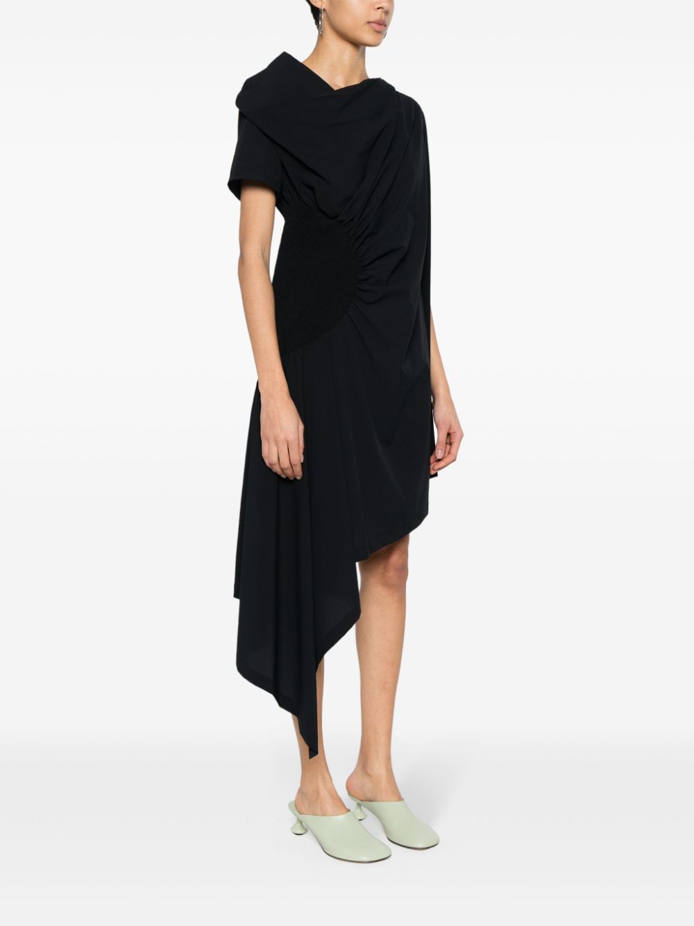 Shop Issey Miyake Crepe Asymmetric Mini Dress In Black