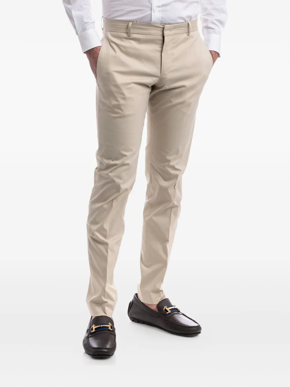 PT Torino Straight broek van katoenblend Beige