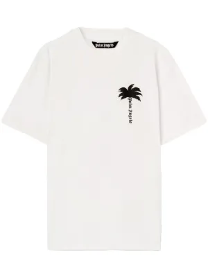 Palm Angels Palm tree-print Cotton T-shirt | Grey | FARFETCH CA