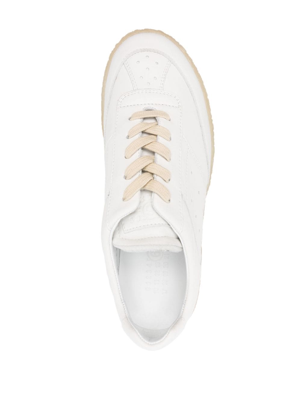 Shop Mm6 Maison Margiela 6 Court Leather Sneakers In White