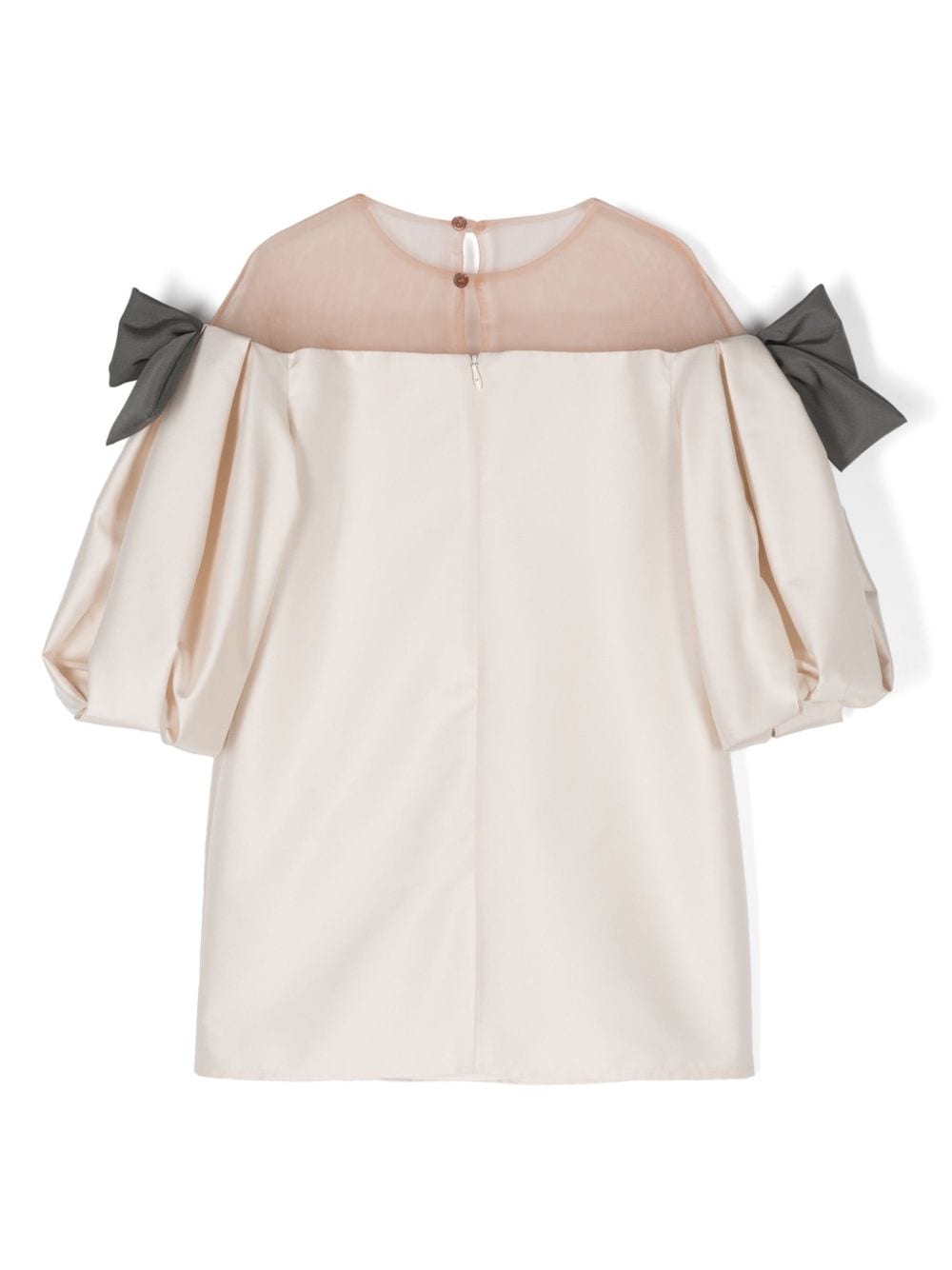 Shop Elisabetta Franchi La Mia Bambina Bow-detail A-line Dress In Neutrals