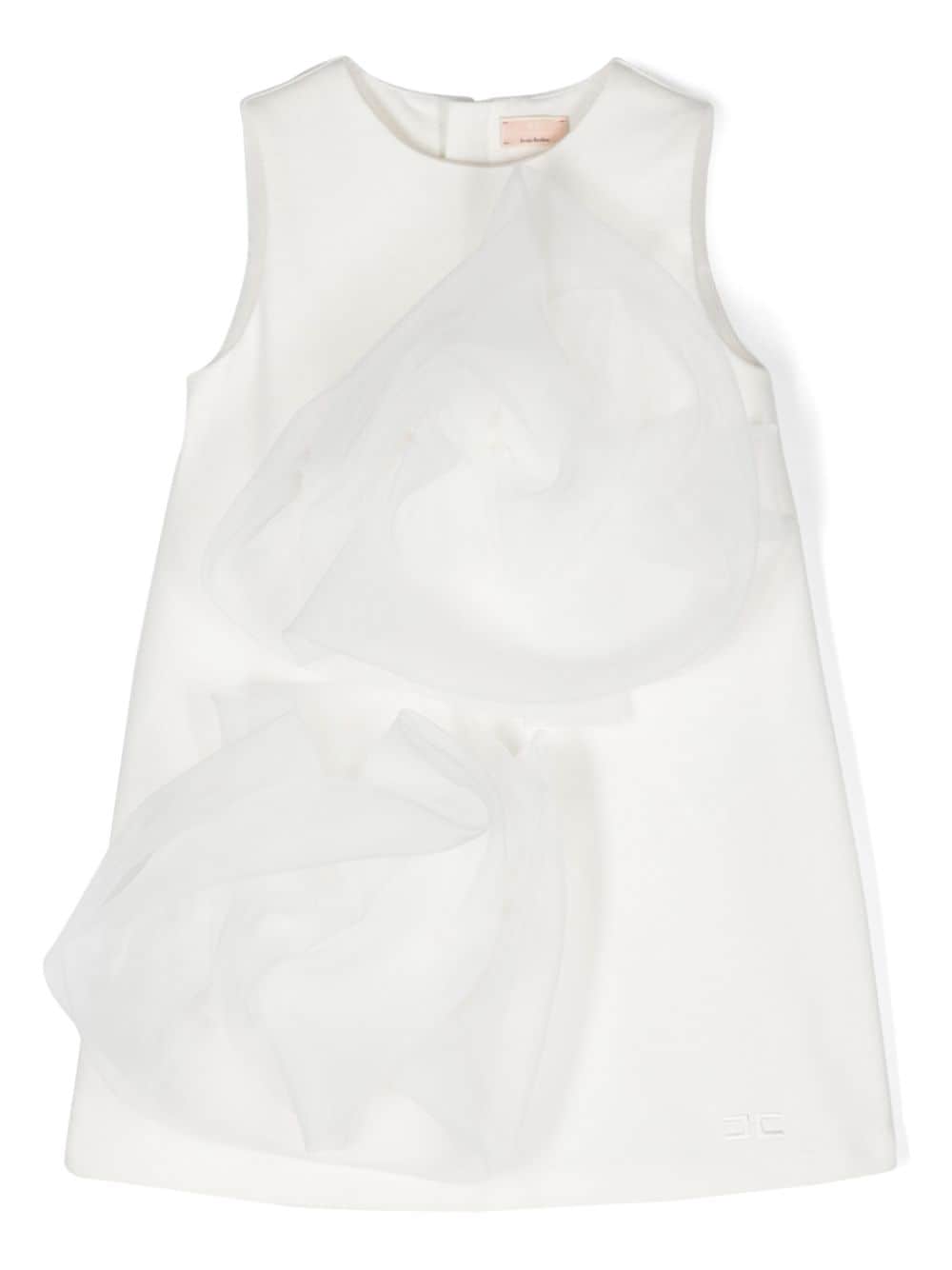 Elisabetta Franchi La Mia Bambina Kids' Floral-appliqué Jersey Dress In White