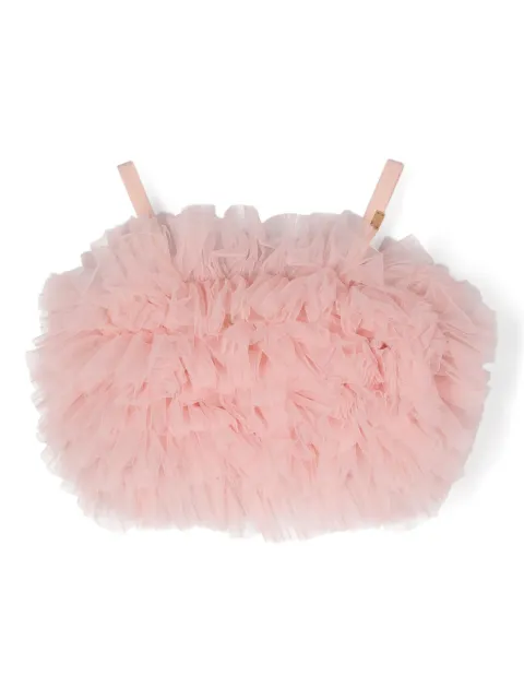 Elisabetta Franchi La Mia Bambina ruffled tulle crop top