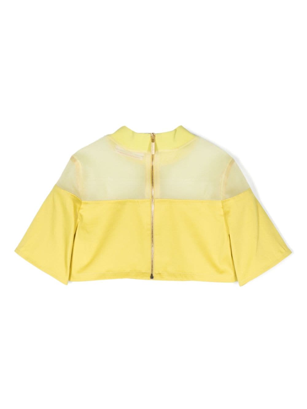Shop Elisabetta Franchi La Mia Bambina Logo-appliqué Cropped Top In Yellow