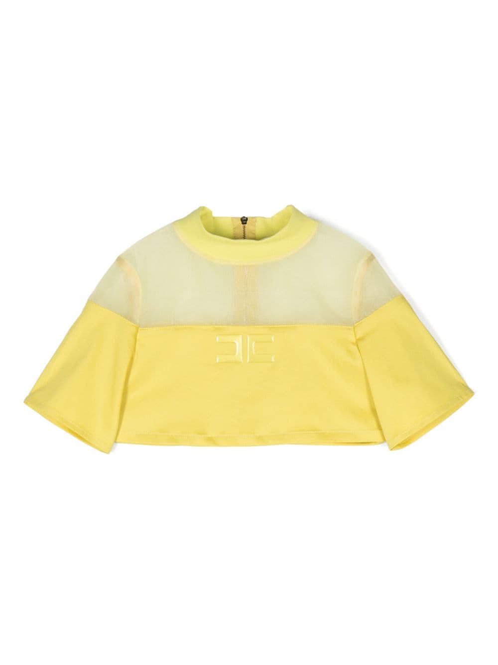 Elisabetta Franchi La Mia Bambina Kids' Logo-appliqué Cropped Top In Yellow