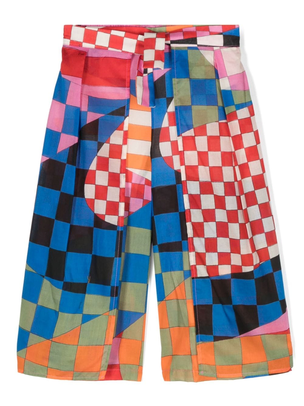 Pucci Junior Kids' Geometric-print Wide-leg Trousers In Red