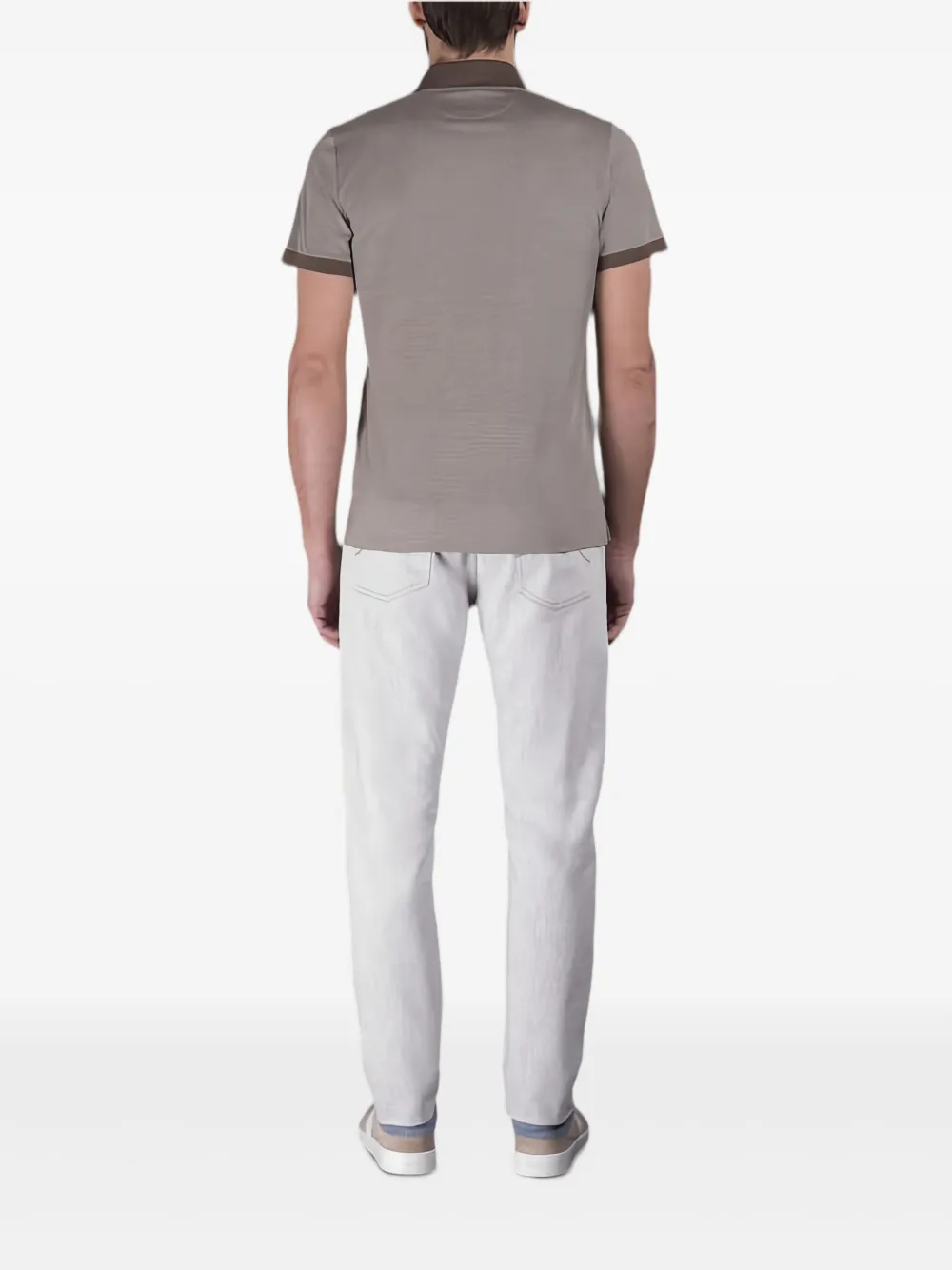 Moorer Poloshirt met contrasterende kraag Bruin