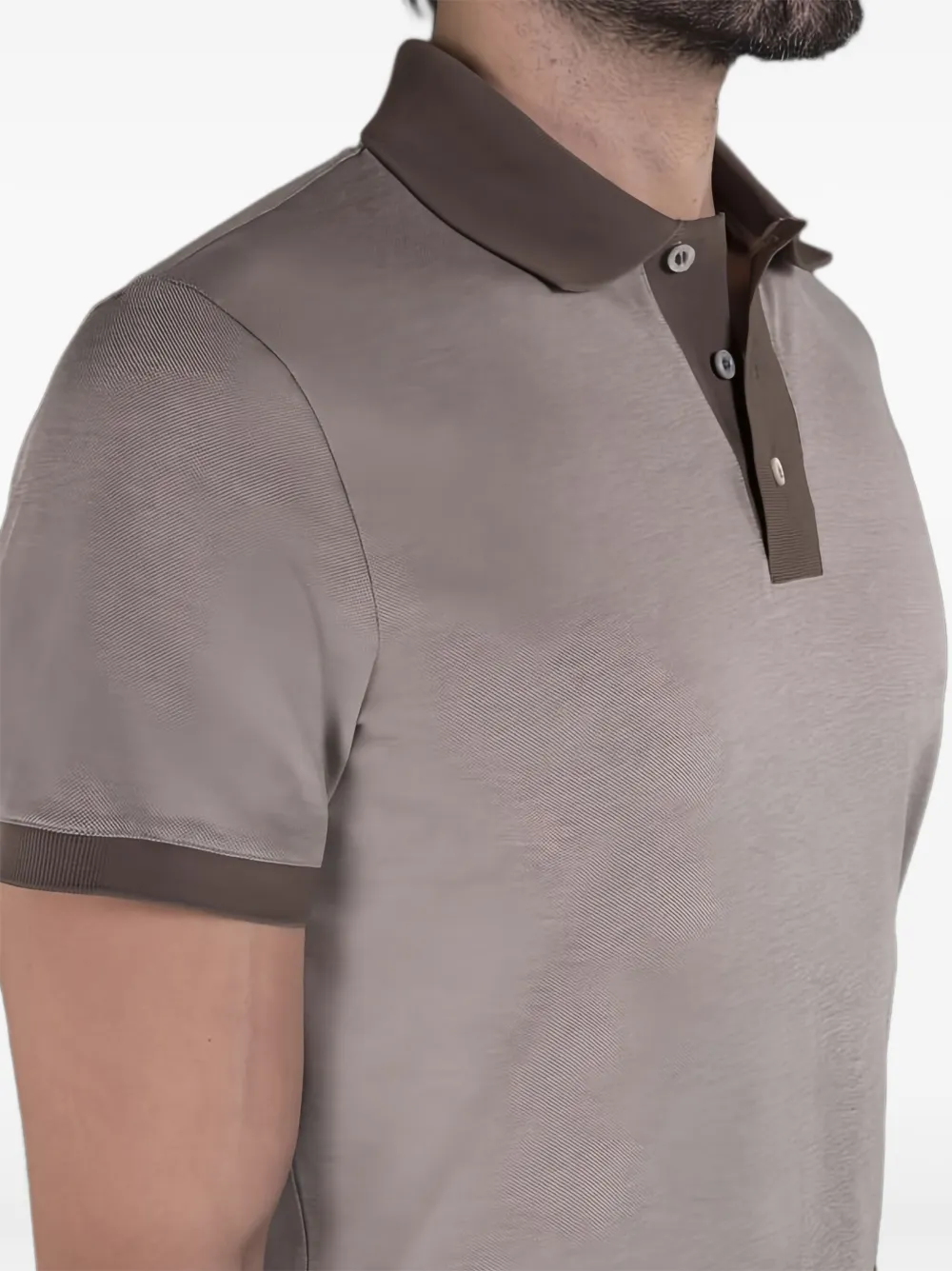 Moorer Poloshirt met contrasterende kraag Bruin