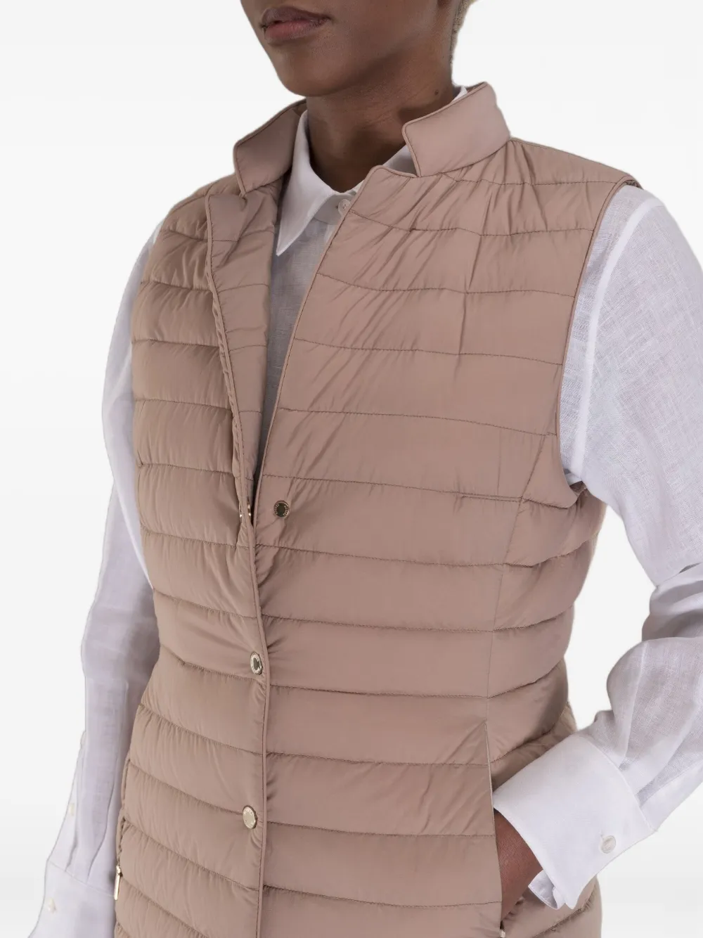 Moorer Quilted-pattern Gilet In Brown
