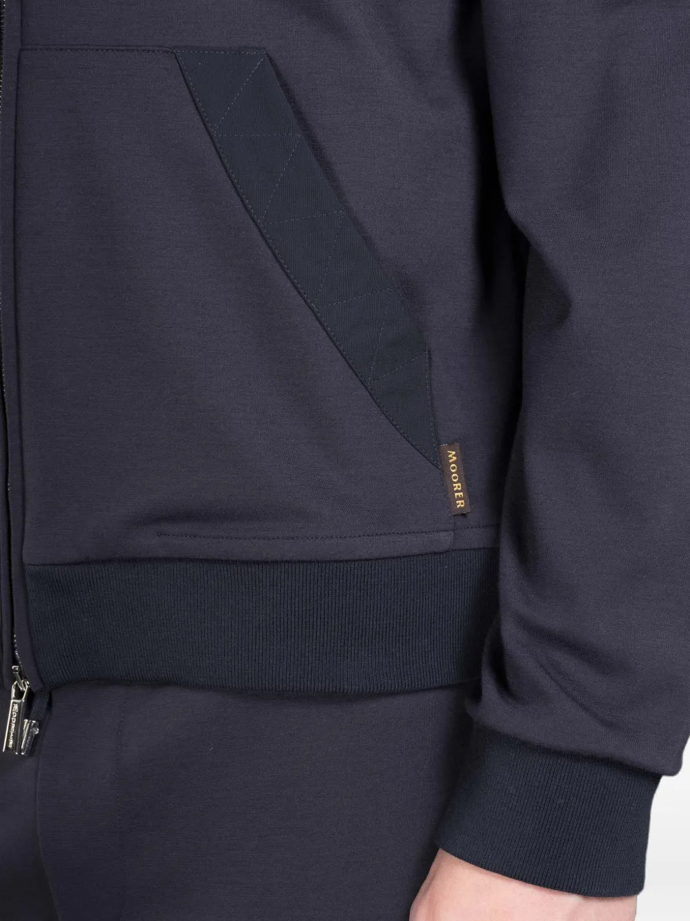 Moorer Trui met ritssluiting en gewatteerde zak Blauw