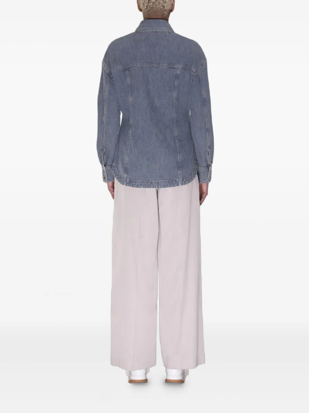 Moorer Teti-01a Double-pocket Denim Shirt In Gray