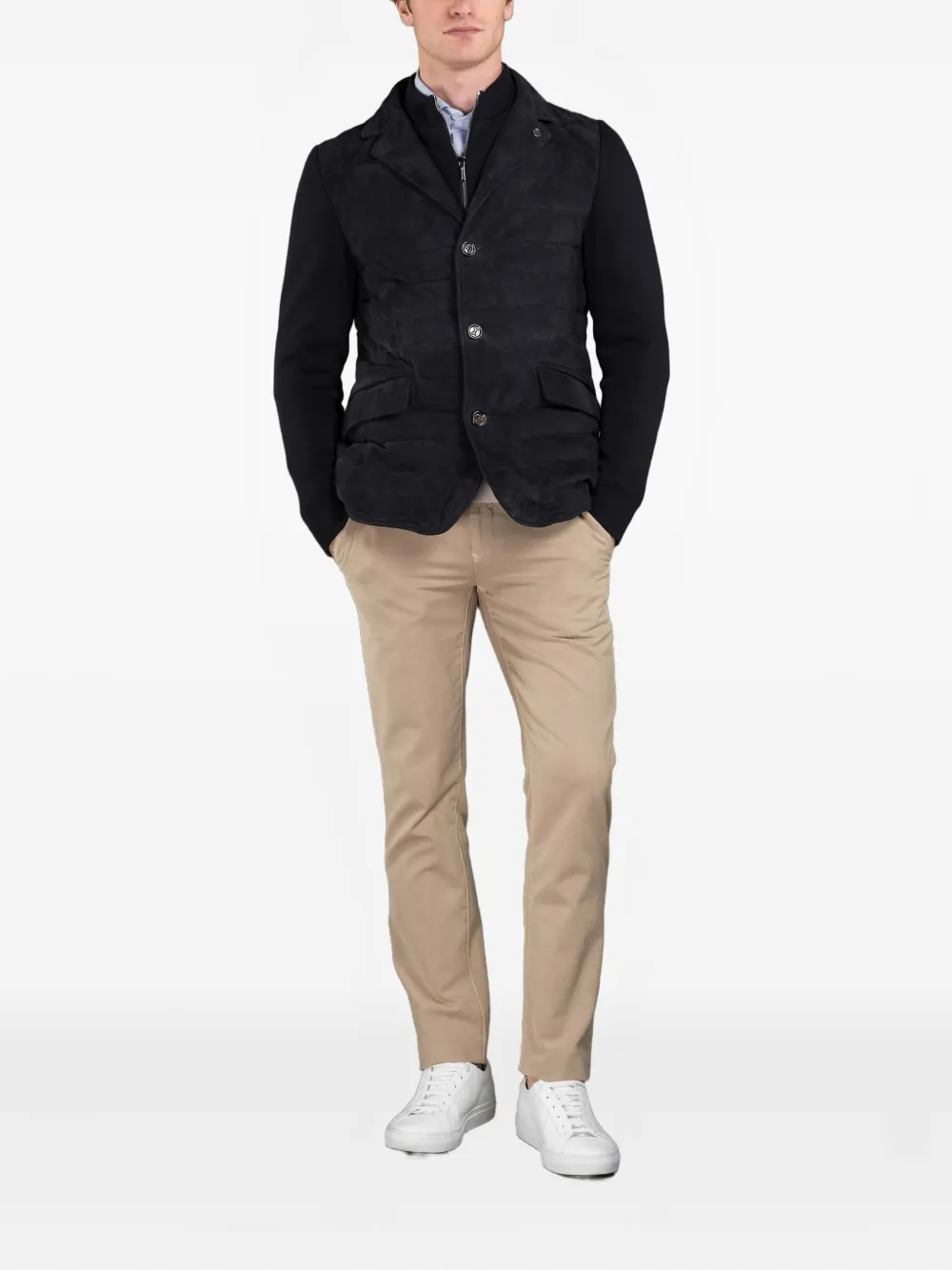 Moorer Quilted Buttoned-up Blazer In Black