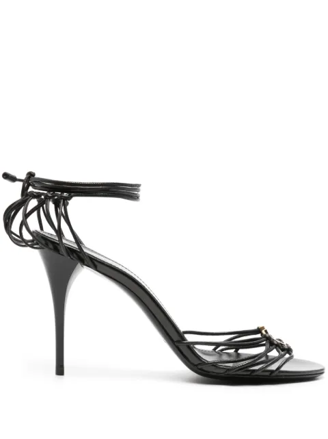 Saint Laurent 90mm Babylone Cassandre-plaque leather sandals