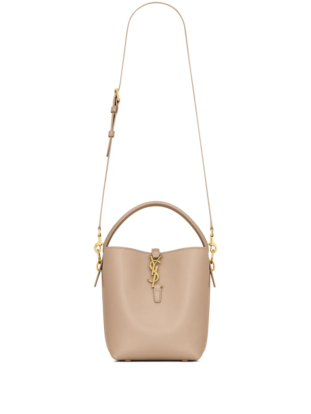 Saint Laurent Le 37 Small Ysl Bucket Bag In Spazzolato Leather In Nude