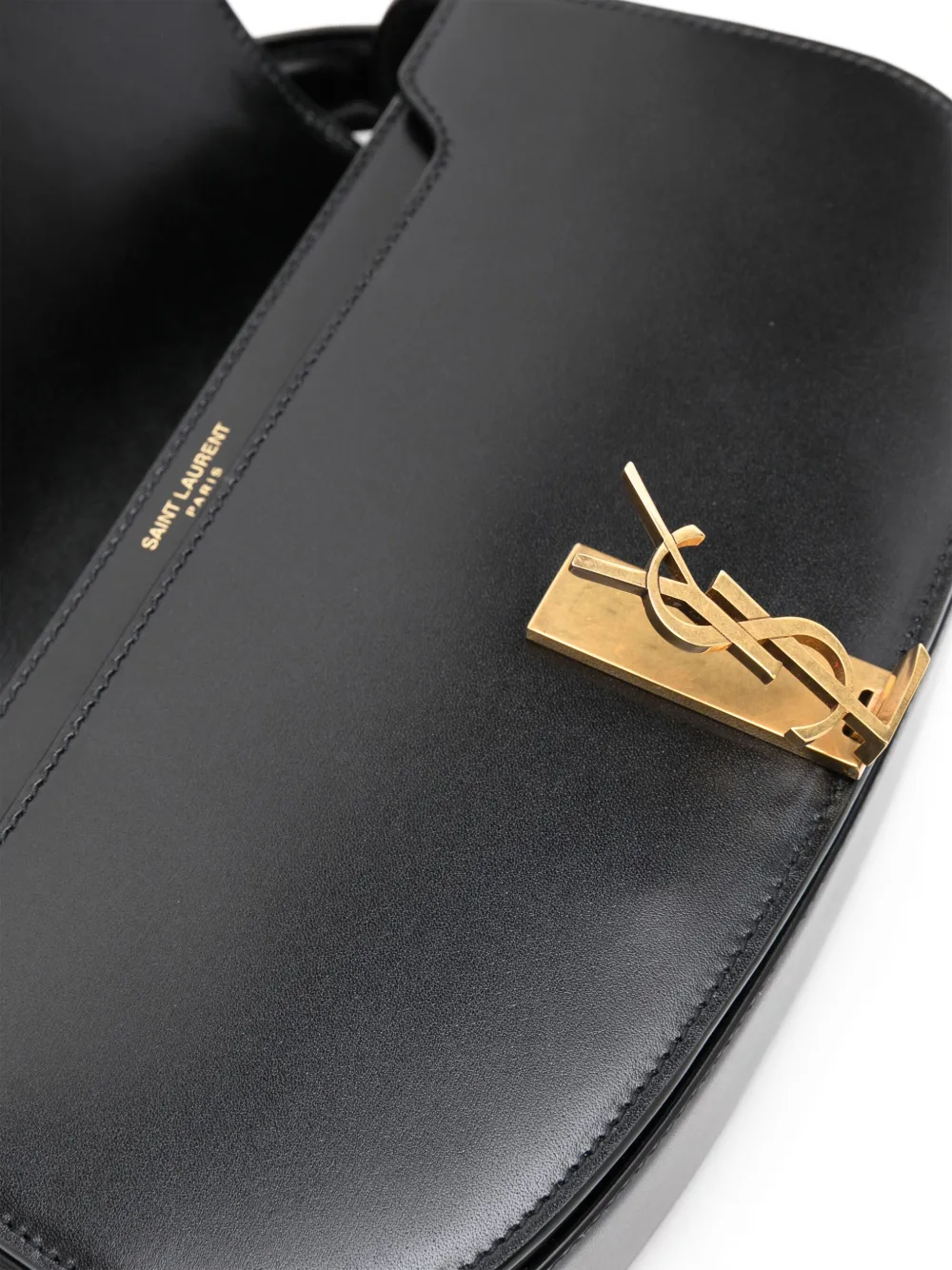 Saint Laurent Voltaire In Box Curved-handle Leather Shoulder Bag In Black