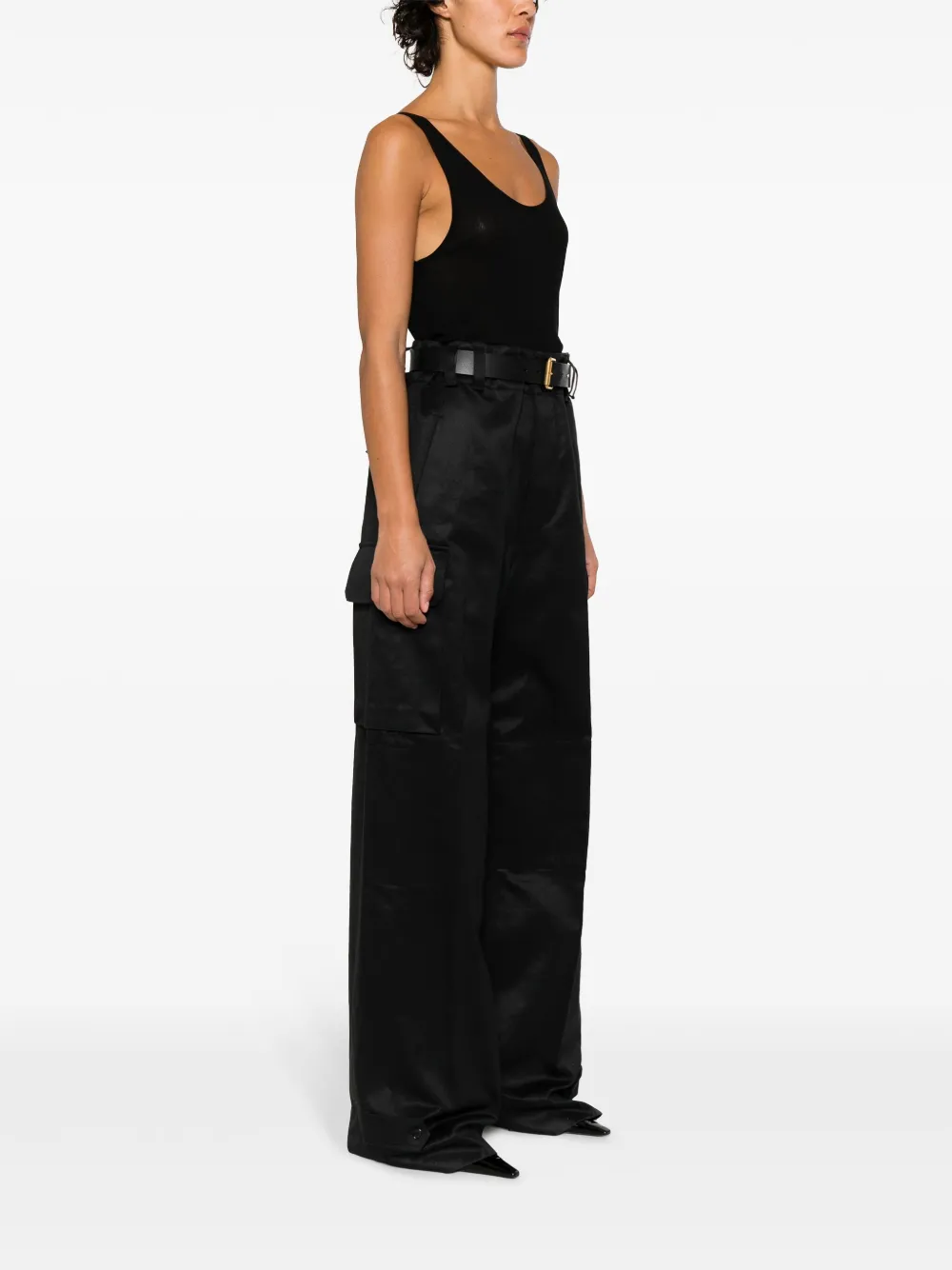 Saint Laurent Cassandre high waist cargo broek Zwart