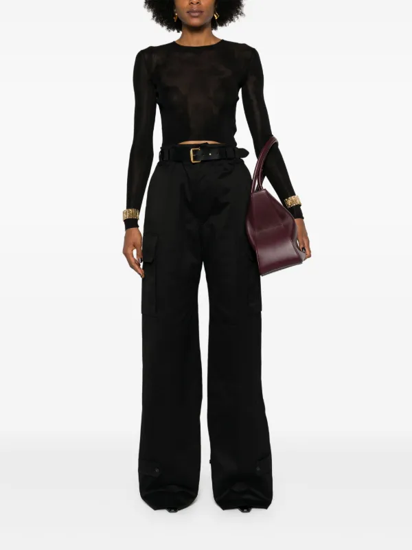 Saint Laurent Cassandre high-waist Cargo Trousers | Black