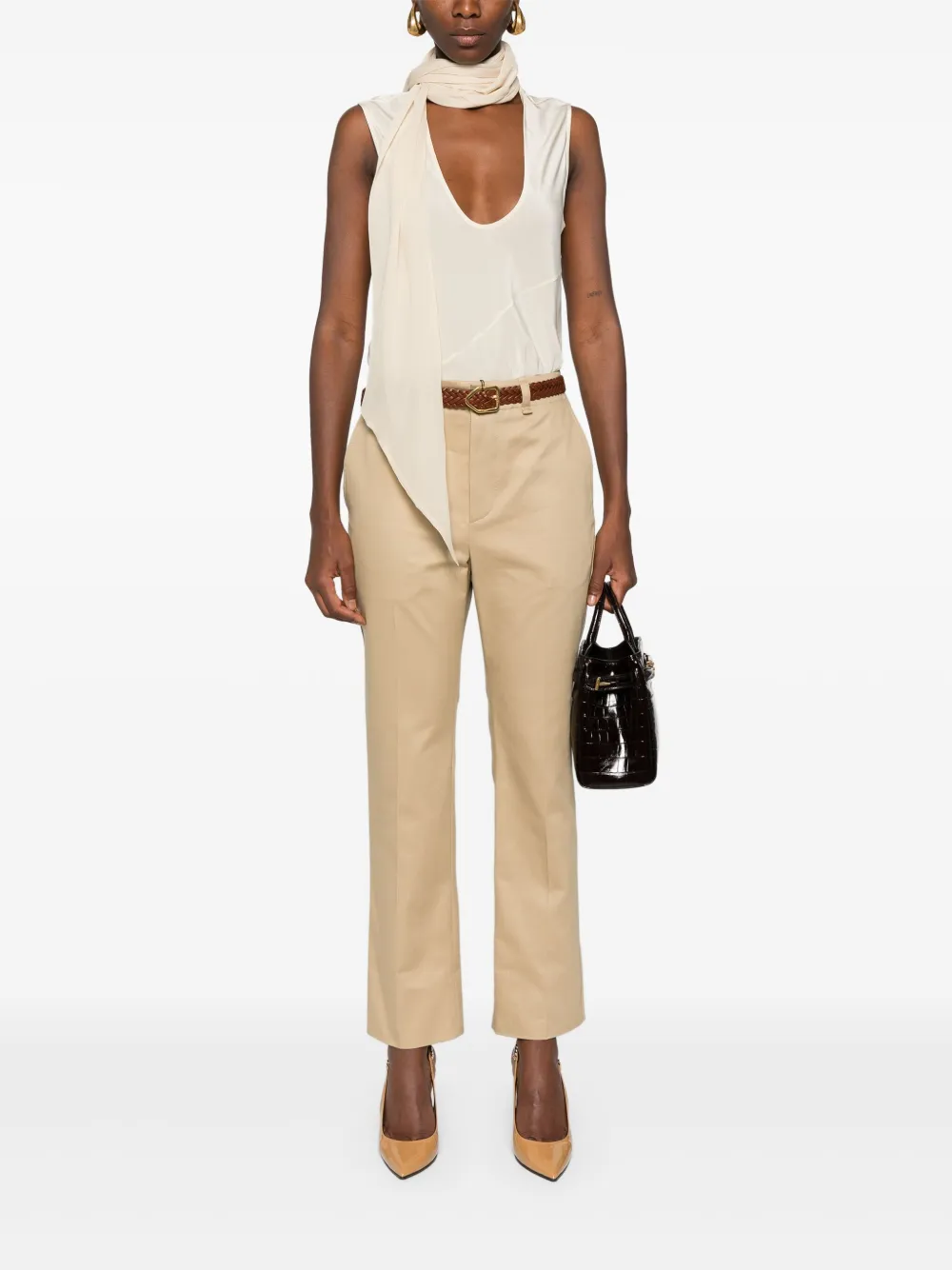 Saint Laurent Katoenen straight broek Beige