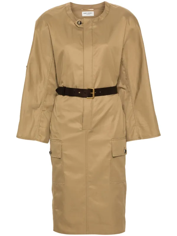 ワンピース SAINT LAURENT COTTON TWILL MIDI DRESS Saint Laurent Cotton Twill Midi Dress In Brown | ModeSens