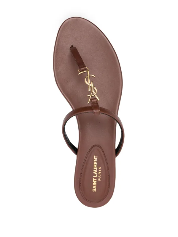 【Saint Laurent】CASSANDRA 40 SAN◆825279AAC9R Saint Laurent Cassandra Leather Flip Flops | Brown | FARFETCH